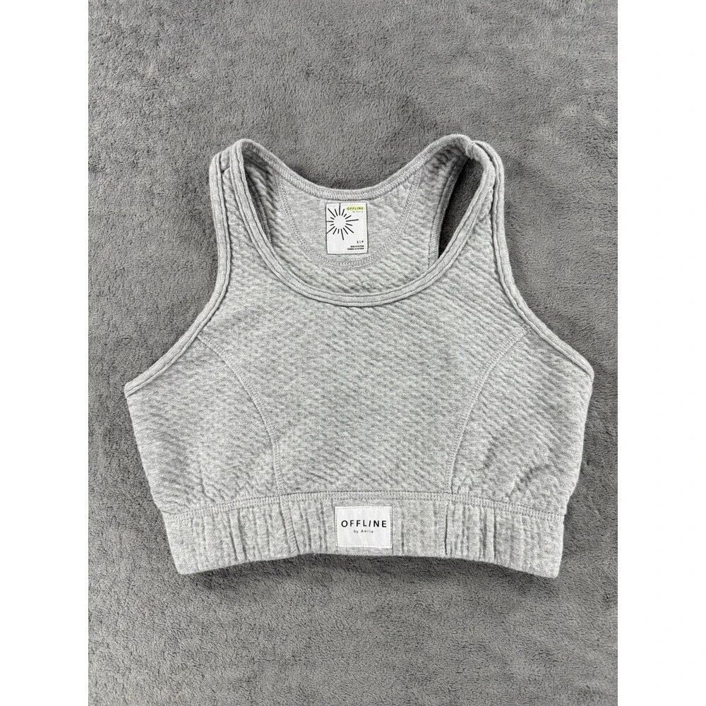 OFFLINE By Aerie Quilted Racerback‎ Sports Bra Grey Small